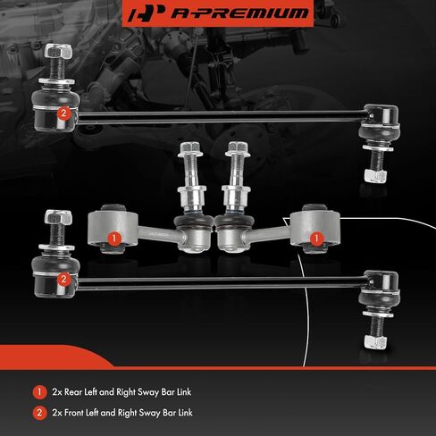 A-Premium Set of 4, Front and Rear Sway Bar Link Stabilizer Link Kit, Compatible with Toyota Corolla 2019-2024, Prius 2016-2024, C-HR 2018-2022, Prius Prime AWD-e & Lexus UX200, UX250h in Kuwait