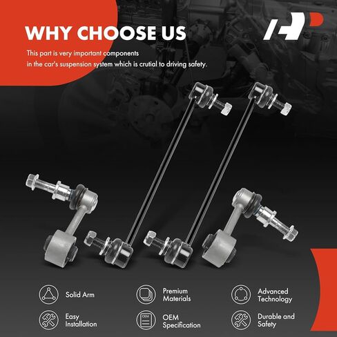 A-Premium Set of 4, Front and Rear Sway Bar Link Stabilizer Link Kit, Compatible with Toyota Corolla 2019-2024, Prius 2016-2024, C-HR 2018-2022, Prius Prime AWD-e & Lexus UX200, UX250h in Kuwait
