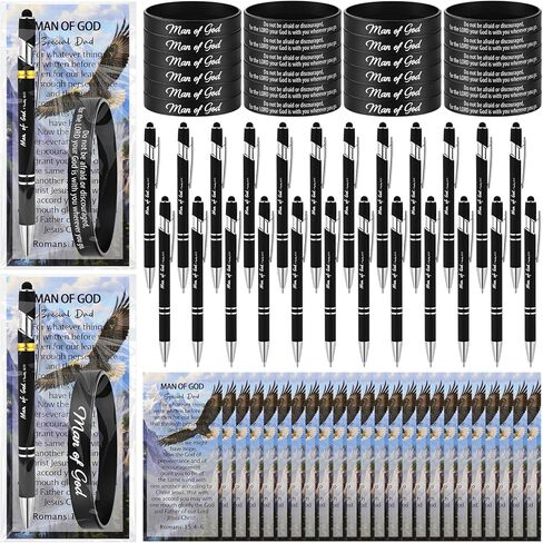 24 Sets Father Day Gifts Bulk for Men Christian Ballpoint Pens Silicone Wristbands and Bible Verse Bookmark Man of God Church Gifts for Men Dad Father Godfather in Saudi Arabia