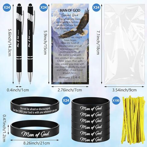 24 Sets Father Day Gifts Bulk for Men Christian Ballpoint Pens Silicone Wristbands and Bible Verse Bookmark Man of God Church Gifts for Men Dad Father Godfather in Saudi Arabia