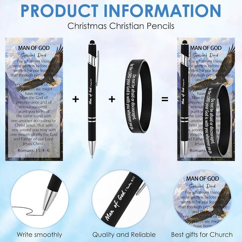 24 Sets Father Day Gifts Bulk for Men Christian Ballpoint Pens Silicone Wristbands and Bible Verse Bookmark Man of God Church Gifts for Men Dad Father Godfather in Saudi Arabia