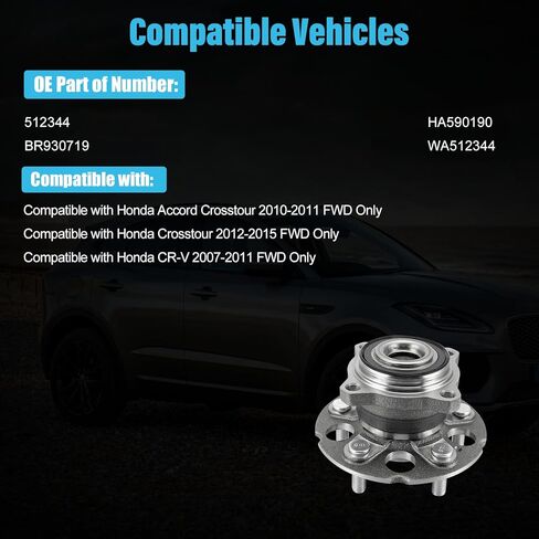 512344 محور العجلة الخلفية FWD ومجموعة المحمل متوافقة مع Honda Accord Crosstour 2010-2011، لهوندا CR-V 2007-2011، لـ Crosstour 2012-2015 يستبدل BR930719، HA590190، WA512344 in Kuwait