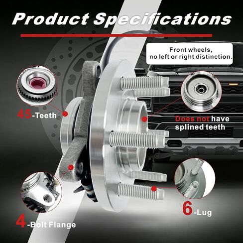 515142 Front Wheel Bearing Hub Assembly Compatible with 2011 2012 2013 2014 Ford F-150, Expedition, Lincoln Navigator, 6 Lug Bolts w/ABS, Replaces BL3Z-1104-A (Pair) in Kuwait
