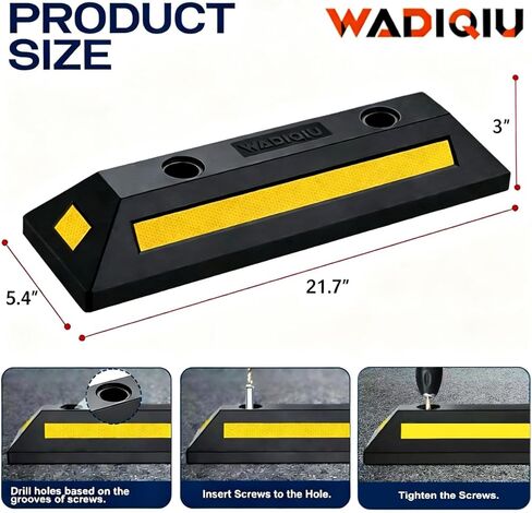 2-Pack Parking Stopper for Garage, Garage car Stopper with Reflective Stripes, Tire Stoppers for Garage, Truck, RV, Trailer, Van and Forklift, Car Parking Blocks for Garage Safety in Kuwait