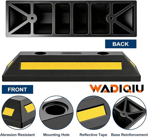 2-Pack Parking Stopper for Garage, Garage car Stopper with Reflective Stripes, Tire Stoppers for Garage, Truck, RV, Trailer, Van and Forklift, Car Parking Blocks for Garage Safety in Kuwait