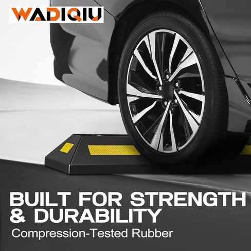 2-Pack Parking Stopper for Garage, Garage car Stopper with Reflective Stripes, Tire Stoppers for Garage, Truck, RV, Trailer, Van and Forklift, Car Parking Blocks for Garage Safety in Kuwait
