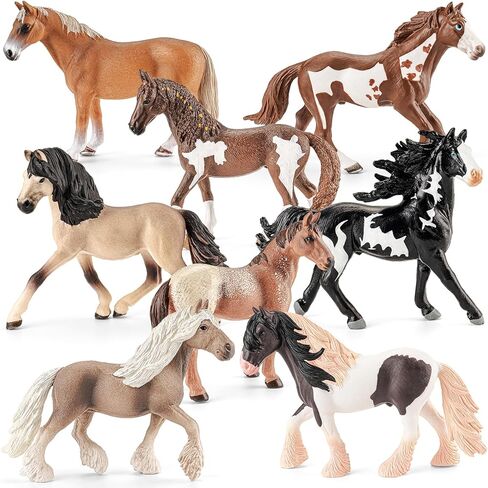 8PCS 6" Large Horse Figurines Farm Animal Toys for Girls Boys, Realistic Farm Animals Figurines Learning Toys for Toddlers, Horse Party Favors Birthday Gift Cake Toppers for Kids in Kuwait