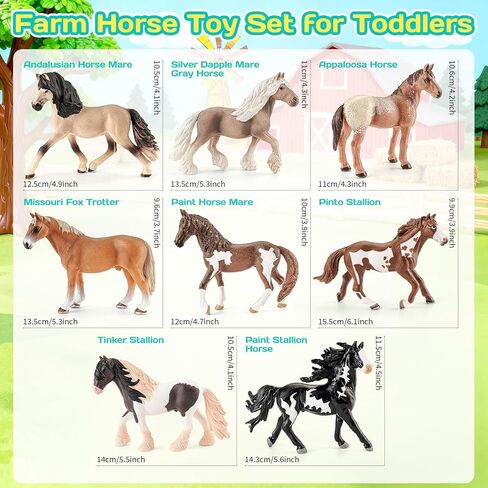8PCS 6" Large Horse Figurines Farm Animal Toys for Girls Boys, Realistic Farm Animals Figurines Learning Toys for Toddlers, Horse Party Favors Birthday Gift Cake Toppers for Kids in Kuwait