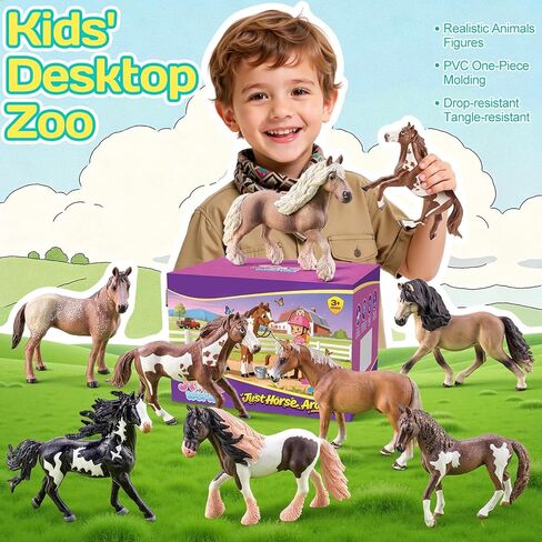 8PCS 6" Large Horse Figurines Farm Animal Toys for Girls Boys, Realistic Farm Animals Figurines Learning Toys for Toddlers, Horse Party Favors Birthday Gift Cake Toppers for Kids in Kuwait