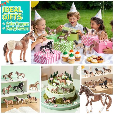 8PCS 6" Large Horse Figurines Farm Animal Toys for Girls Boys, Realistic Farm Animals Figurines Learning Toys for Toddlers, Horse Party Favors Birthday Gift Cake Toppers for Kids in Kuwait