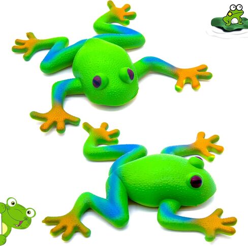 KIBBEH 2 Piece Frog Filling Set, Realistic Frog Simulation Frog Animal Model Soft Elastic Party TPR Tree Frog Sensory in Kuwait