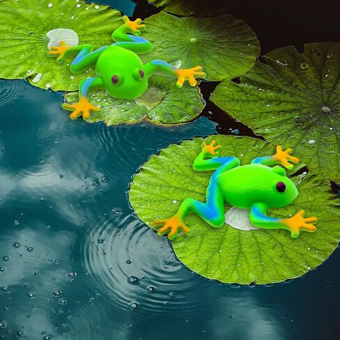 KIBBEH 2 Piece Frog Filling Set, Realistic Frog Simulation Frog Animal Model Soft Elastic Party TPR Tree Frog Sensory in Kuwait