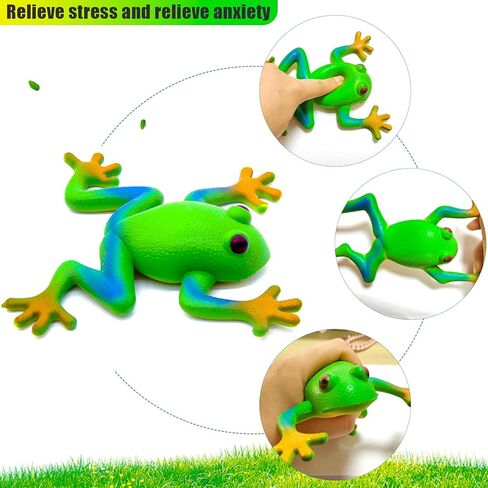 KIBBEH 2 Piece Frog Filling Set, Realistic Frog Simulation Frog Animal Model Soft Elastic Party TPR Tree Frog Sensory in Kuwait