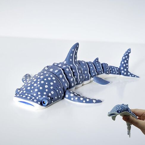 3D Printed Whale Shark, Realistic 3D Printed Animals Figures, Flexible Joint Animal Models, Surprise Gifts for Fidget Enthusiasts and Ocean Lovers- Made from PLA in Saudi Arabia
