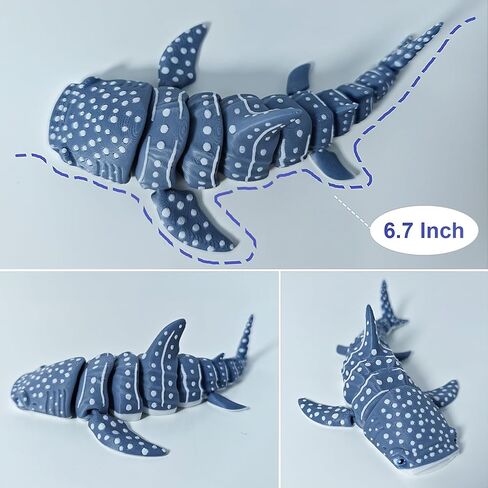 3D Printed Whale Shark, Realistic 3D Printed Animals Figures, Flexible Joint Animal Models, Surprise Gifts for Fidget Enthusiasts and Ocean Lovers- Made from PLA in Saudi Arabia