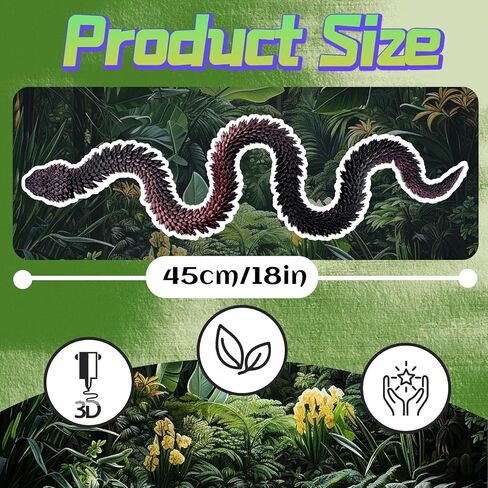 5PCS 18Inch 3D Printed Snake,Articulated Crystal Snakes Figures for Stress Relief, Creative Desk Decor Idea for Kids Adults(Combination 1) in Saudi Arabia