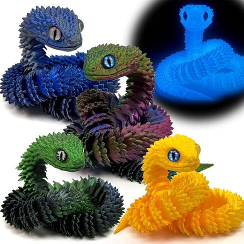 5PCS 18Inch 3D Printed Snake,Articulated Crystal Snakes Figures for Stress Relief, Creative Desk Decor Idea for Kids Adults(Combination 1) in Saudi Arabia