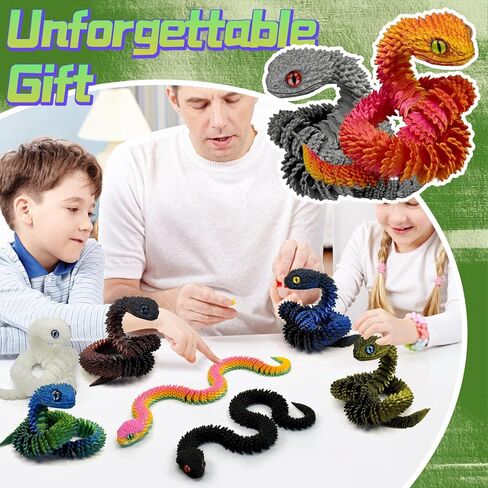5PCS 18Inch 3D Printed Snake,Articulated Crystal Snakes Figures for Stress Relief, Creative Desk Decor Idea for Kids Adults(Combination 1) in Saudi Arabia