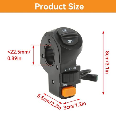Electric Bike Light Switch, 3 in 1 Ebike Spotlight Headlight On Off Toggle Push Button Handlebar Mount Water Proof Bike Turn Light Horn Switch for Electric Scooter in Saudi Arabia