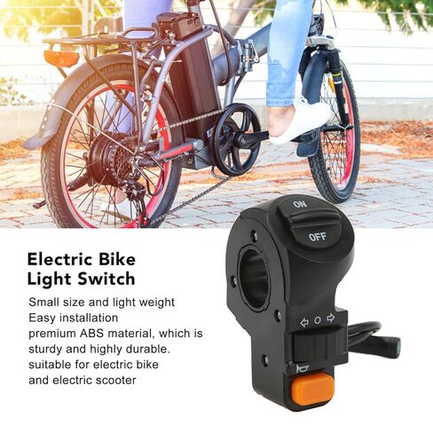 Electric Bike Light Switch, 3 in 1 Ebike Spotlight Headlight On Off Toggle Push Button Handlebar Mount Water Proof Bike Turn Light Horn Switch for Electric Scooter in Saudi Arabia