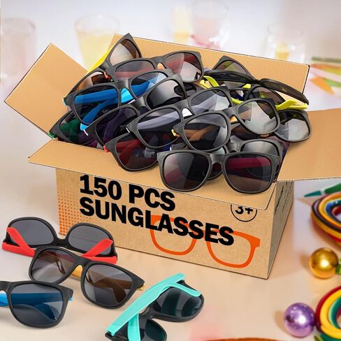 150 Pcs Neon Color Sunglasses Bulk Party Favor, UV400 Sun Glasses Summer Beach Toy, Birthday Decor Supplies Kid Adult, Carnival Easter Goody Bag Stuffer, 80s Accessories, Girl Boy Class Prize Gift Box in Saudi Arabia
