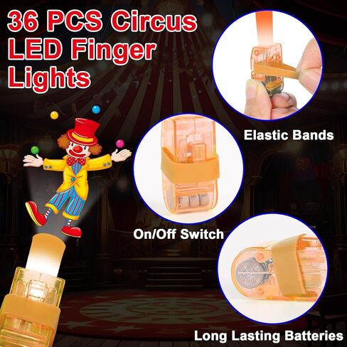 36Pcs Carnival LED Finger Lights Circus Party Favors Glow in the Dark Light Up Finger Lights Carnival Themed Toys Bulk for Halloween Birthday Party Goodie Bag Stuffer Birthday Gifts Classroom Prize in Saudi Arabia