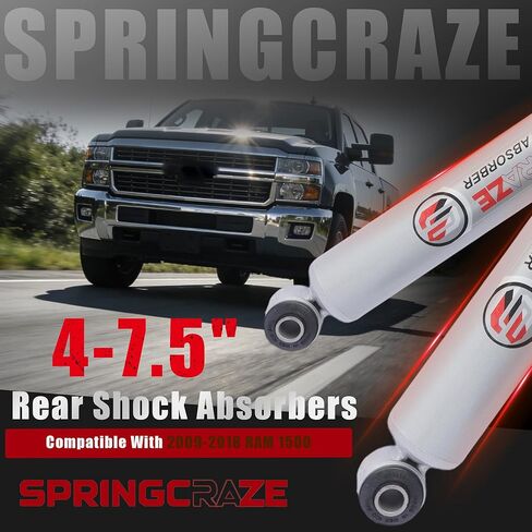 SPRINGCRAE 0-3" Rear Shock Absorbers for Ram 1500 2009-2018 4WD (Red),With Black Dust Cover in Saudi Arabia