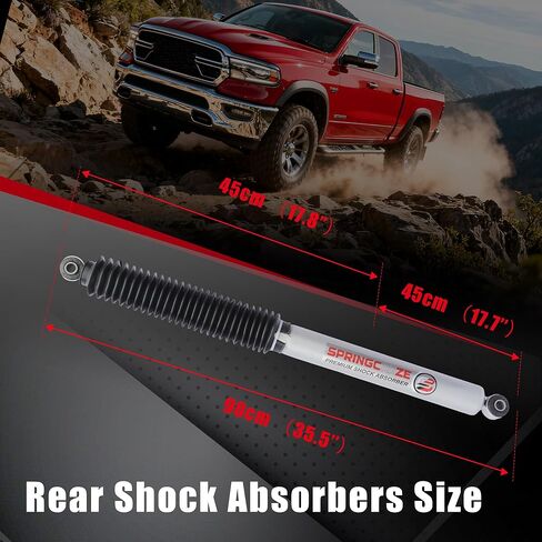 SPRINGCRAE 0-3" Rear Shock Absorbers for Ram 1500 2009-2018 4WD (Red),With Black Dust Cover in Saudi Arabia