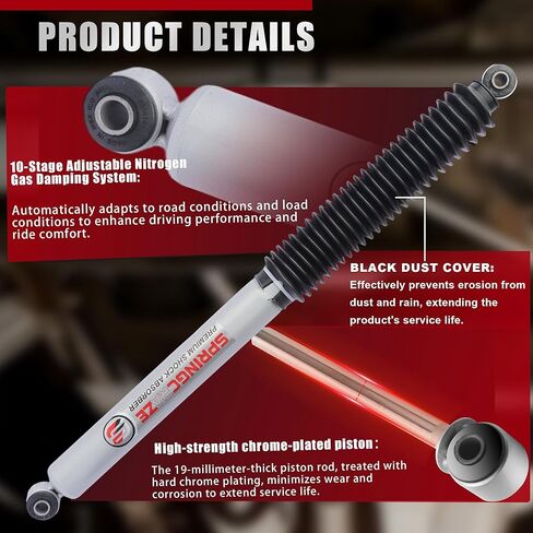 SPRINGCRAE 0-3" Rear Shock Absorbers for Ram 1500 2009-2018 4WD (Red),With Black Dust Cover in Saudi Arabia