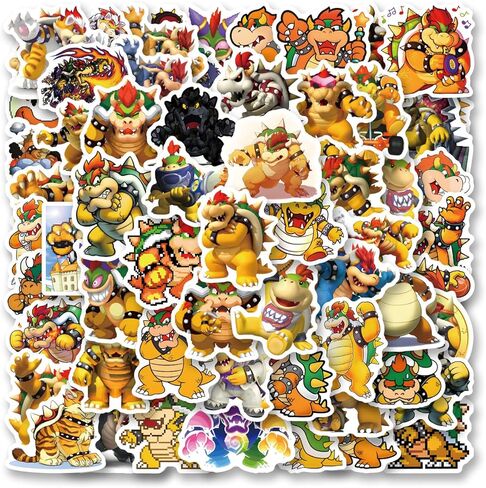 62pcs Bowser Stickers Decals Pack，Cute Cartoon Stickers Vinyl Reusable Non-Repeating Waterproof Vinyl Decals，for Water Bottle Phone Laptop Guitar Scrapbook Skateboard Luggage in Saudi Arabia