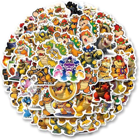 62pcs Bowser Stickers Decals Pack，Cute Cartoon Stickers Vinyl Reusable Non-Repeating Waterproof Vinyl Decals，for Water Bottle Phone Laptop Guitar Scrapbook Skateboard Luggage in Saudi Arabia