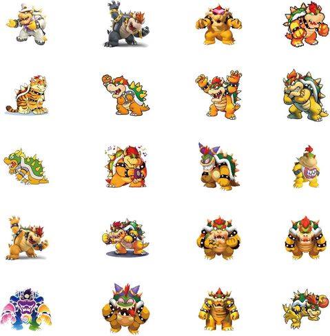 62pcs Bowser Stickers Decals Pack，Cute Cartoon Stickers Vinyl Reusable Non-Repeating Waterproof Vinyl Decals，for Water Bottle Phone Laptop Guitar Scrapbook Skateboard Luggage in Saudi Arabia