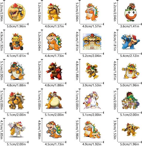 62pcs Bowser Stickers Decals Pack，Cute Cartoon Stickers Vinyl Reusable Non-Repeating Waterproof Vinyl Decals，for Water Bottle Phone Laptop Guitar Scrapbook Skateboard Luggage in Saudi Arabia