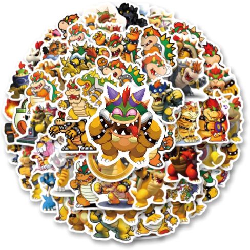 62pcs Bowser Stickers Decals Pack，Cute Cartoon Stickers Vinyl Reusable Non-Repeating Waterproof Vinyl Decals，for Water Bottle Phone Laptop Guitar Scrapbook Skateboard Luggage in Saudi Arabia