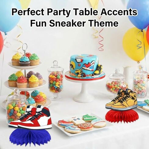 9Pcs Sneaker Honeycomb Ball and Table Centerpieces, Shoe Themed Party Decorations and Favors for Sports Baby Shower, Birthday, Hip Hop Event Supplies in Saudi Arabia