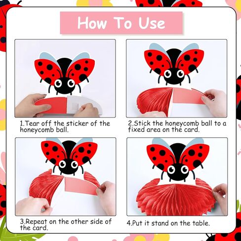Our Little Ladybug Is Turning One Decorations – Pink Ladybug 1st Birthday Honeycomb Centerpiece Table Decorations Floral Wildflower Birthday Decor for Girls Sweet and Memorable Moments in Kuwait