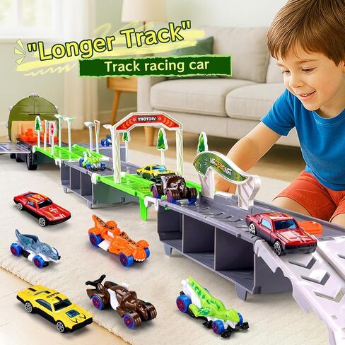 Dinosaur Truck Toys for Kids 3-5 5-7, 62-inches Dinosaur Trucks with 6 Cars, Birthday Gifts Dinosaur Toy for 3 4 5 6 7 Year Old Boy, Toddler Boy Toys in Saudi Arabia