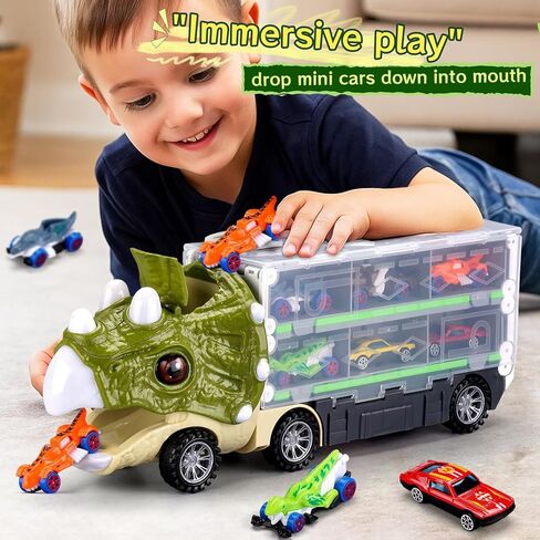 Dinosaur Truck Toys for Kids 3-5 5-7, 62-inches Dinosaur Trucks with 6 Cars, Birthday Gifts Dinosaur Toy for 3 4 5 6 7 Year Old Boy, Toddler Boy Toys in Saudi Arabia