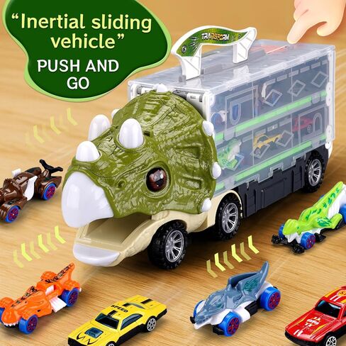 Dinosaur Truck Toys for Kids 3-5 5-7, 62-inches Dinosaur Trucks with 6 Cars, Birthday Gifts Dinosaur Toy for 3 4 5 6 7 Year Old Boy, Toddler Boy Toys in Saudi Arabia
