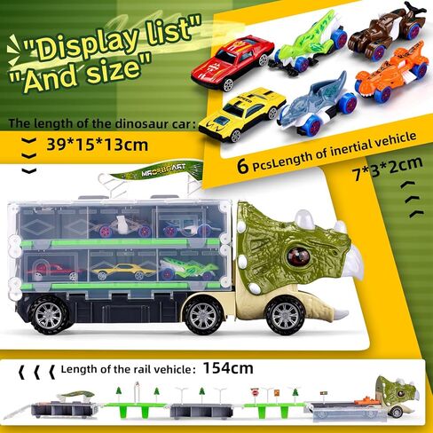 Dinosaur Truck Toys for Kids 3-5 5-7, 62-inches Dinosaur Trucks with 6 Cars, Birthday Gifts Dinosaur Toy for 3 4 5 6 7 Year Old Boy, Toddler Boy Toys in Saudi Arabia