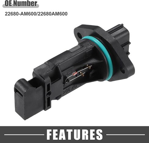 مستشعر MAF No.22680-AM600/22680AM600 MAF مستشعر تدفق الهواء الشامل لنيسان ماكسيما 3.5L 2002-2003 بلاستيك أسود in Kuwait