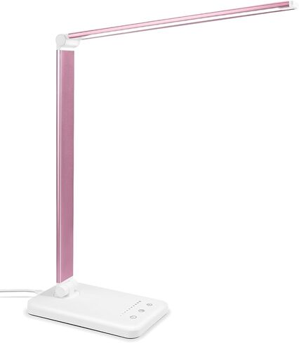 LED Desk Lamp with Wireless Charger, USB Charging Port, 10 Brightness, 5 Color Modes, Desk Lamps for Home Office, Dimmable Table Lamp Eye Caring Reading Light, Touch Control, Auto Timer, Black in Saudi Arabia