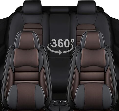 5 Car Seat Covers for Hyundai Santa Fe 2001-2026 Breathable Leather,Waterproof Car Seat Protectors with Comfort Headrest Pillows,Automotive Vehicle Cushion with Storage Pockets (Luxury,Brown) in Saudi Arabia