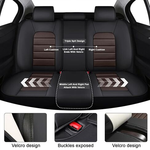 5 Car Seat Covers for Hyundai Santa Fe 2001-2026 Breathable Leather,Waterproof Car Seat Protectors with Comfort Headrest Pillows,Automotive Vehicle Cushion with Storage Pockets (Luxury,Brown) in Saudi Arabia