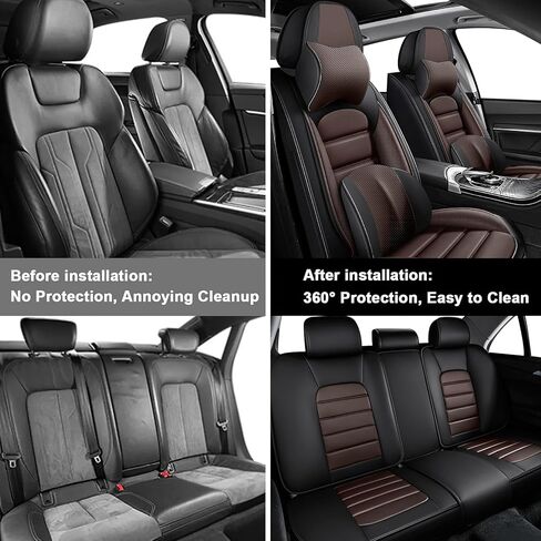 5 Car Seat Covers for Hyundai Santa Fe 2001-2026 Breathable Leather,Waterproof Car Seat Protectors with Comfort Headrest Pillows,Automotive Vehicle Cushion with Storage Pockets (Luxury,Brown) in Saudi Arabia