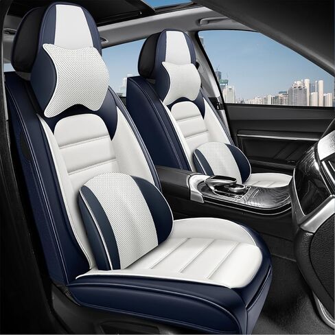 5 Car Seat Covers for Hyundai Santa Fe 2001-2026 Breathable Leather,Waterproof Car Seat Protectors with Comfort Headrest Pillows,Automotive Vehicle Cushion with Storage Pockets (Luxury,Brown) in Saudi Arabia