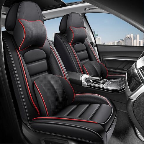 5 Car Seat Covers for Hyundai Santa Fe 2001-2026 Breathable Leather,Waterproof Car Seat Protectors with Comfort Headrest Pillows,Automotive Vehicle Cushion with Storage Pockets (Luxury,Brown) in Saudi Arabia