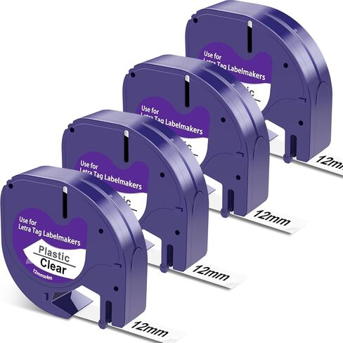 BOYEEZON 4-Pack Replacement for DYMO LetraTag Refills 91330 Black on White Paper Label Maker Tape for LT100H LT-100T LT-200B, 1/2 Inch x 13 Feet in Saudi Arabia