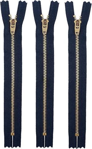 YKK 5" YKK Pants Brass Zipper #4.5 - Navy (3 Zippers) in Kuwait