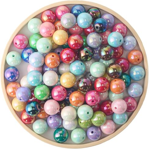 Beads for Pens 16mm 100pcs Acrylic Rainbow Color Bubblegum for DIY Jewelry Making Craft Supplies in Kuwait